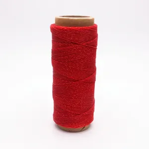 Premium 0.4mm red waxed cord with gold metallic thread for DIY jewelry weaving and crafts