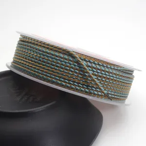 Macro view of 1.5mm dragon pattern mixed color braided cord for jewelry making.