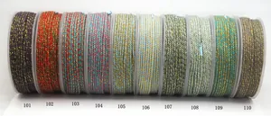 Collection of hand-twisted cotton cords with gold metallic thread for DIY jewelry