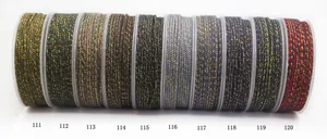 Multi-color hand-woven cotton ropes with gold thread numbered 111-120 for DIY jewelry