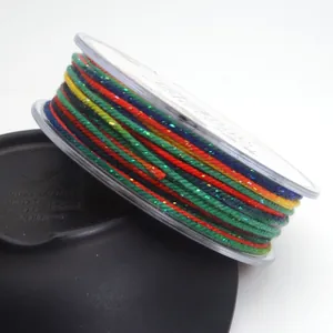 Detailed close-up of 1.2mm colorful glitter cotton thread for jewelry making and DIY