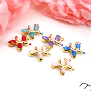 Balloon Dog Enamel Pendant Copper Zirconia Cute Animal Charm DIY Jewelry Making Bracelet Necklace Pendant Accessories