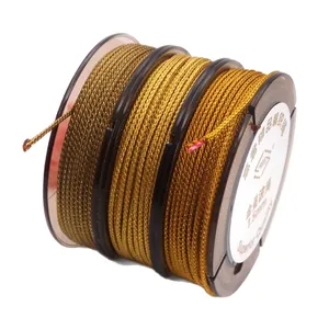 High-quality 1.5mm golden metallic braided Manbo cord for DIY jewelry making on a spool