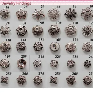 Colección de capuchones y espaciadores de plata tibetana para la creación de joyas DIY
