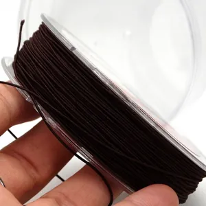 0.45mm dark brown core-spun elastic cord for DIY bracelet beading jewelry