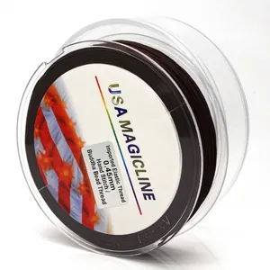 Premium dark brown 0.45mm core-spun elastic cord for DIY jewelry beading projects