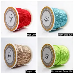Selection of 2.5mm braided dragon pattern cords in four vibrant colors for DIY jewelry
