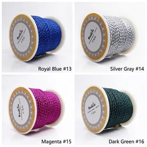 Showcase of four colors 2.5mm dragon pattern braided cord spools for DIY jewelry making