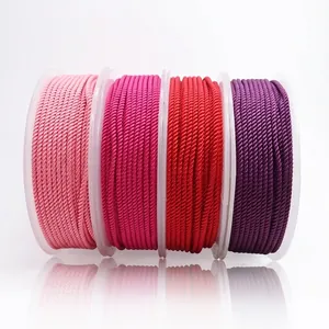 Set of 2mm Milan braided cord rolls in pink, red and purple for DIY necklace jewelry making
