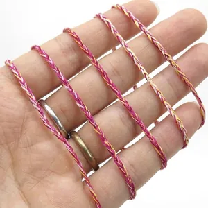 Multi-color hand-twisted 3-strand cotton braided cord for DIY jewelry and tassels