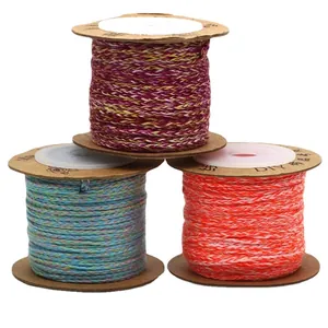 Three spools of colorful 3-strand braided cotton cord for DIY jewelry and tassel making
