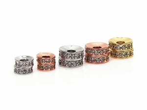 Micro paved cubic zirconia rondelle spacers in gold and silver for DIY jewelry making