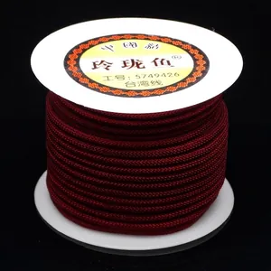 Wine red 3mm/4mm braided cord for DIY necklace and jewelry making on white spool