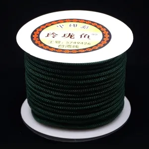 Detailed view of dark green 3mm braided cord for DIY necklace and bracelet crafting.