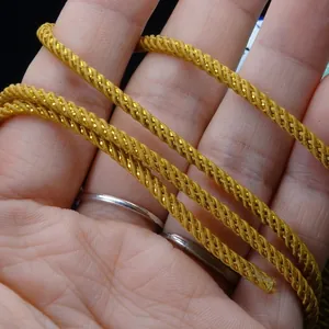 Χρυσό πλεχτό κορδόνι Μιλάνου 3mm με μεταλλική κλωστή για κατασκευή κοσμημάτων DIY