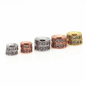 Cubic zirconia micro-pave jewelry spacers in gold, rose gold, and silver