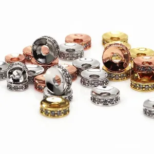 Premium cubic zirconia spacer beads in gold silver and rose gold finishes for DIY jewelry