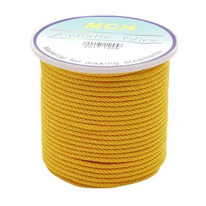 Spool of vibrant yellow 2mm braided corn cord for DIY jewelry making