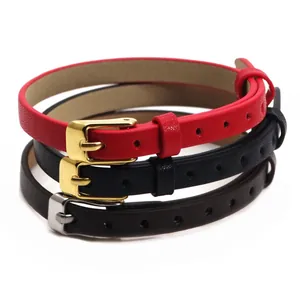 Bracelet de Ceinture Simple en Cuir Microfibre 6mm Boucle en Acier Inoxydable Bracelet Mode Ajustable Bijoux Homme Femme