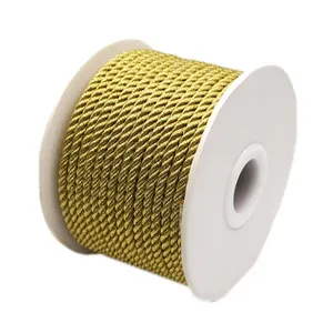 3.0mm thick gold braided rope for DIY crafts and jewelry making on a white spool