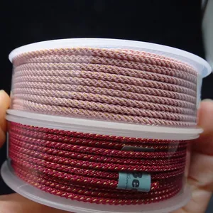 2.0mm Milano braided cord with gold thread for DIY bracelet and necklace jewelry