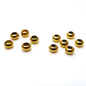 6mm 24K vergulde platte ronde kralen met groot gat voor DIY sieraden maken