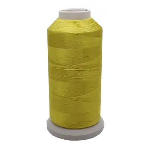 Hilo de seda de hielo amarillo brillante para borlas DIY y bordado nailon 3 cabos