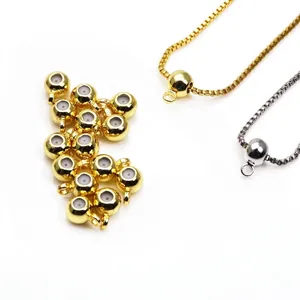 Copper Electroplated 14K Gold Silver Stopper Beads With Loop Silicone Ring DIY Jewelry Finding For Bracelet Making