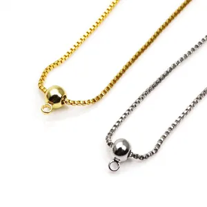 14K gold and silver plated box chains with silicone positioning beads for DIY jewelry.