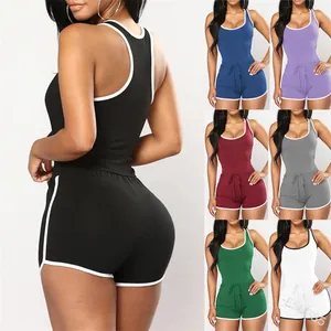 Sexy solid color sleeveless one-piece romper for women in multiple vibrant colors
