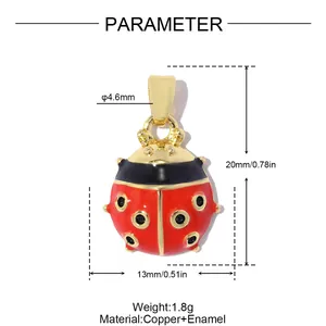 Détails du pendentif coccinelle en émail rouge avec dimensions 20mm x 13mm et poids de 1,8g