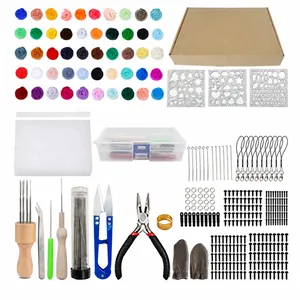 Kit completo per l'infeltrimento ad ago fai-da-te con 50 colori di lana e strumenti