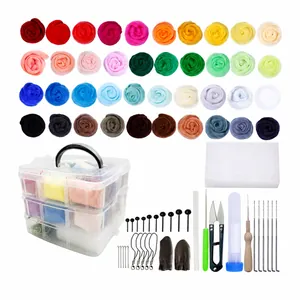Kit completo per feltro ad ago fai-da-te con 40 colori di lana e strumenti in scatola.