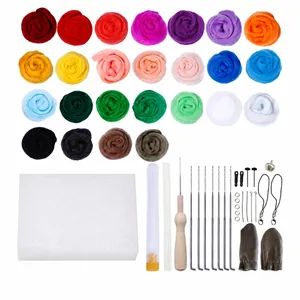 Kit completo per l'infeltrimento ad ago DIY con 25 colori di lana e set di strumenti