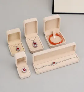 High-quality velvet jewelry box set for rings, necklaces, and bracelets with rounded corners