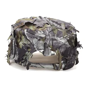 Detailed view of bionic camouflage leaf training cap with 3D texture and adjustable back strap