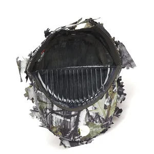 Detailed interior view of 3D leaf camouflage baseball cap with breathable mesh lining