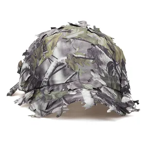 Close-up of 3D bionic leafy camouflage baseball cap for outdoor hunting training