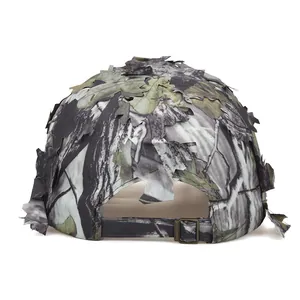 Detailed back view of bionic leaf camouflage training cap with adjustable bronze buckle