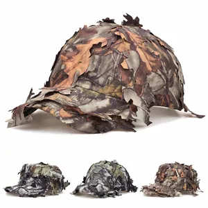 Adjustable 3D Leaf Camouflage Baseball Cap Cotton Bionic Disguise Tactical Hunting Outdoor Sunshade Hat