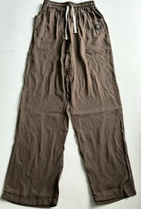 Pantalon décontracté ample pour hommes en coton et lin avec cordon de serrage