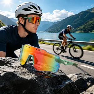 Professional cycling sunglasses with rainbow lenses for wind protection and eye safety