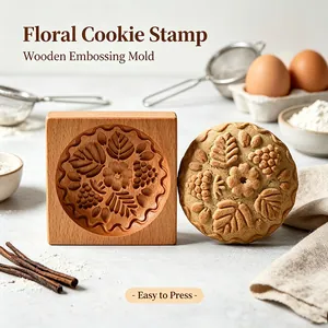 Floraler Holzkekstempel für handgefertigtes Backen mit hochwertiger Holzprägeform
