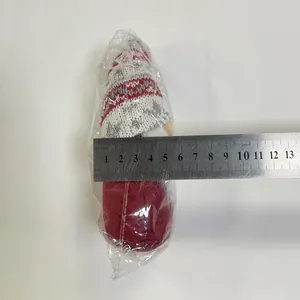 Detailed size measurement of a Christmas gnome doll with a snowflake knitted hat