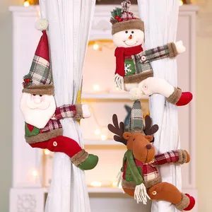 Lot de 3 embrasses de rideaux de Noël avec Père Noël, bonhomme de neige et renne en peluche