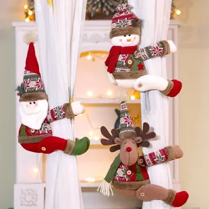 Lot de trois embrasses de rideaux de Noël : Père Noël, bonhomme de neige et renne