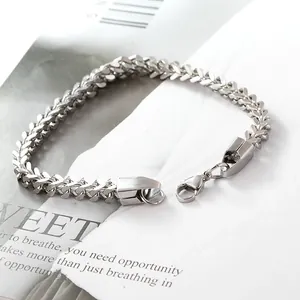 Premium unisex stainless steel Franco link hip-hop bracelet with decorative end caps