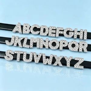 DIY silver alloy rhinestone alphabet letter charms A-Z for personalized wristbands