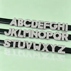 Complete set of 26 rhinestone alloy alphabet letters A-Z for DIY bracelets and straps