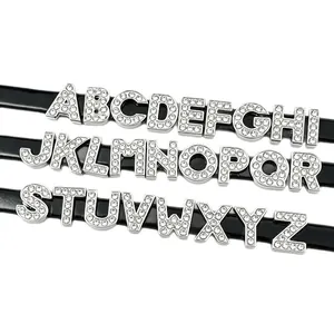 Full set of silver rhinestone alphabet slider charms A-Z for DIY wristbands and bracelets